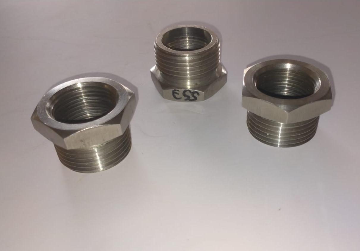 Hex Reducer 1" (25mm) Male X 3/4" (19mm) Female in SS